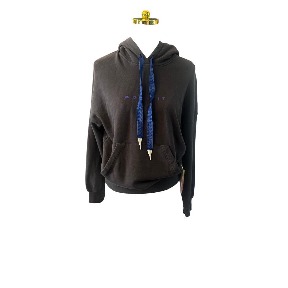 Mother Denim/Move It  The Whip It Hoodie Sweatshirt Black Blue Drawstring NWT XS